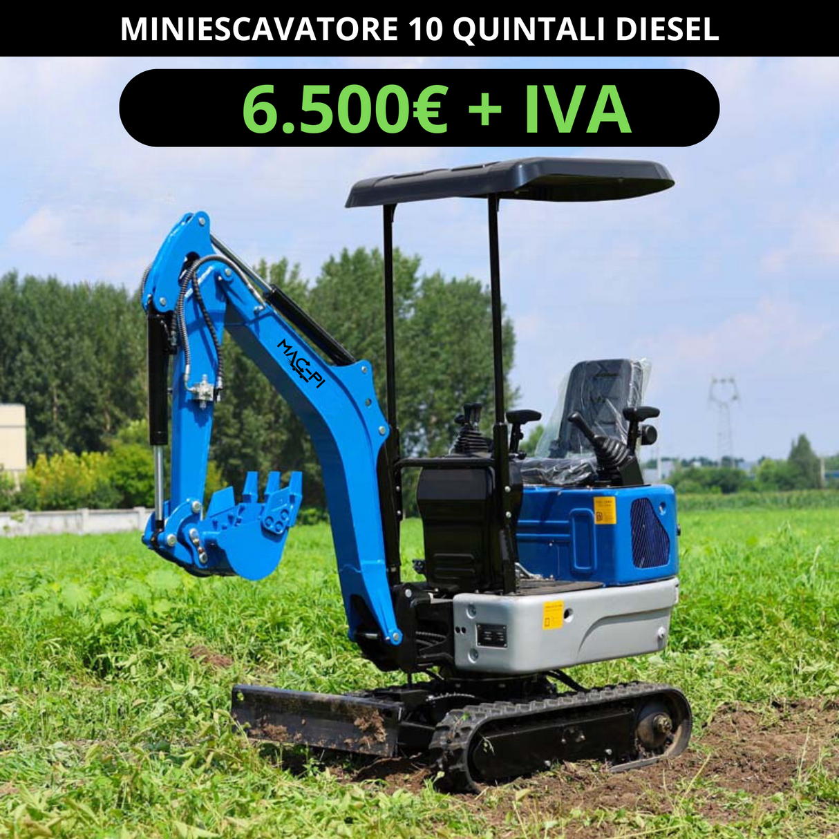 M10 PRO | mini escavatore 10 quintali con motore Kubota 2 cilindri